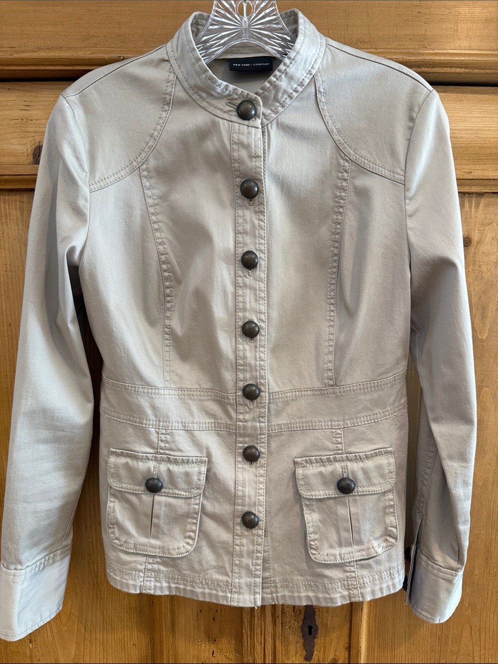 New York & Company Stone Utility Jacket with Button Front